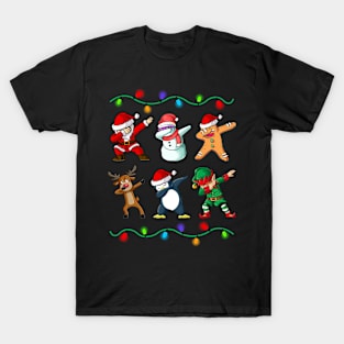 Christmas Kids Boys Men Dabbing Santa Elf Deer Friends Xmas T-Shirt